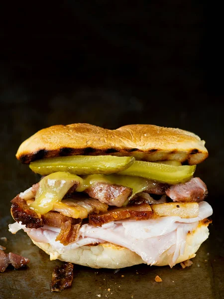 Zblízka Rustikální Kubánské Cubano Sandwich — Stock fotografie