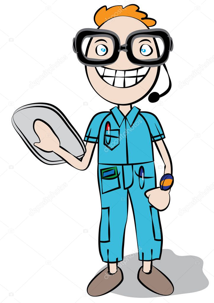 cute white techie guy vector illustration