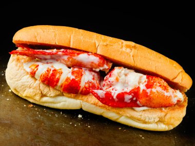 rustik Amerikan ıstakoz rulo sandviç yakın çekim