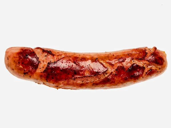 Close Ripped Casing Ripper Hotdog Sausage Isolated — Stock Photo, Image