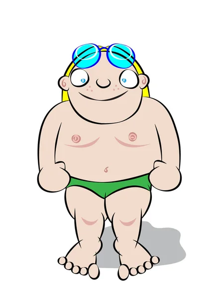 游泳班中可爱的白人男孩 — 图库矢量图片