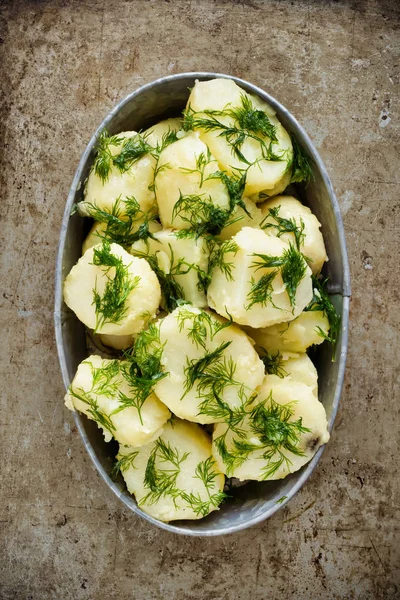 Patata bollita rustica e aneto — Foto Stock