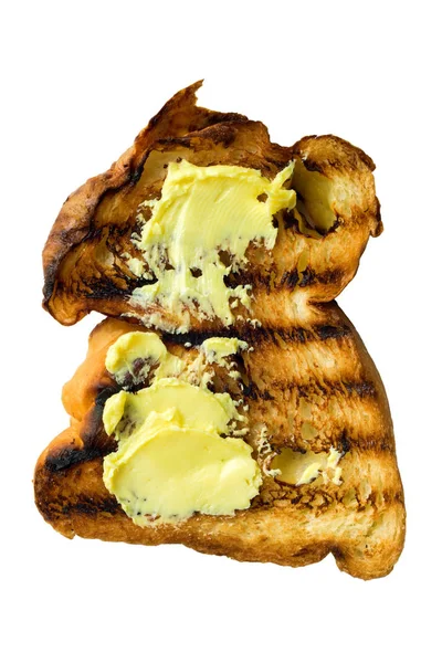 Rustik guldgrillad bröd toast isolerad — Stockfoto
