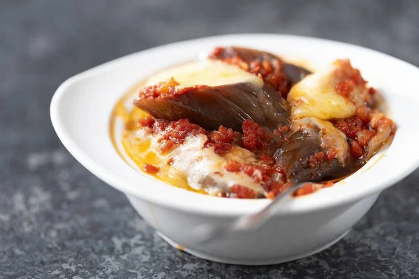 Nahaufnahme Von Rustikalen Italienischen Auberginen Parmigiana Comfort Food — Stockfoto