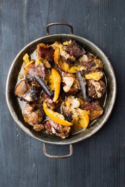 Geleneksel Amerikan Carnitas Carnitas domuz güvecine yakın çekim