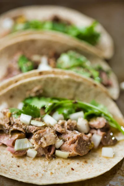 Meksika Usulü Meksika Usulü Domuz Carnitas Taco Sokak Yemeği — Stok fotoğraf