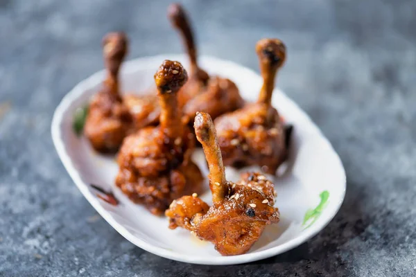 Close Fried Chicken Wing Lollipop — Stock Photo, Image