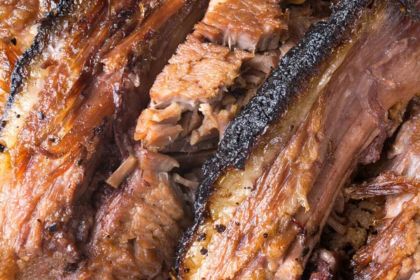 Nahaufnahme Von Rustikalen Amerikanischen Barbecue Rindfleisch Brisket Essen Hintergrund — Stockfoto