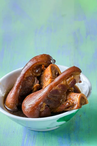 Närbild Kinesisk Röd Braised Fläskben — Stockfoto