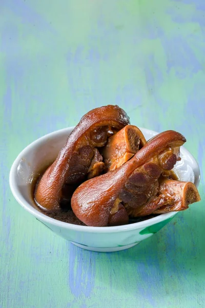 Närbild Kinesisk Röd Braised Fläskben — Stockfoto