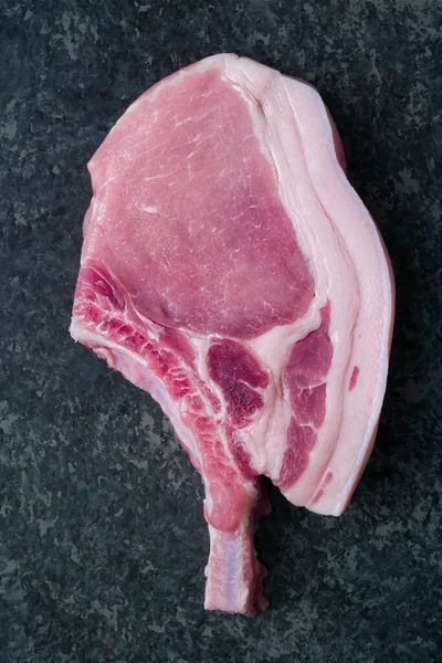 Gros Plan Côtelette Porc Crue Non Cuite — Photo