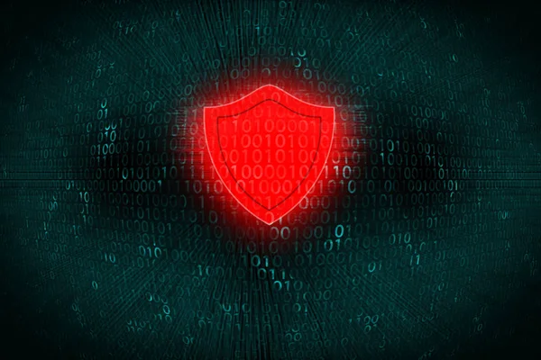 Red Shield Binary Computer Code Background — Stock Photo, Image