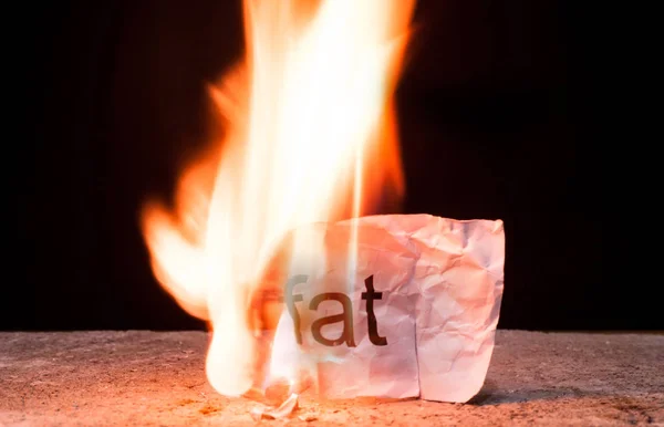 Burning Piece Paper Word Fat — стоковое фото