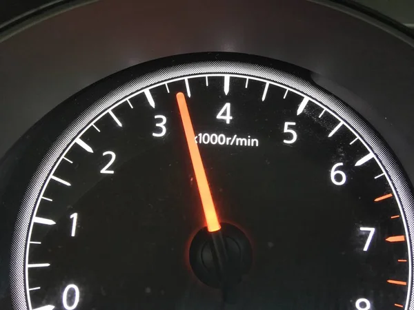 Black Speedometer Orange Arrow Numbers — Stock Photo, Image