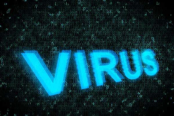 Virus Palabra Fondo Del Código Informático Binario — Foto de Stock