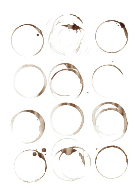 Coffee Stains Blots White Background — Stock Photo, Image