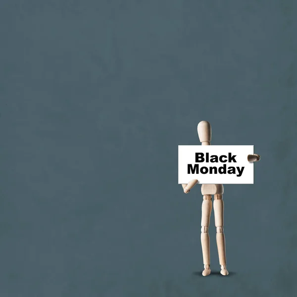 Wooden Mannequins Holding Border Words Black Monday Grey Background — Stock Photo, Image