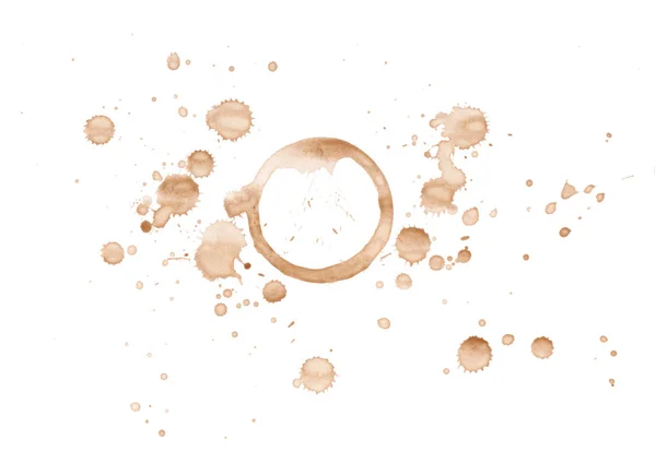 Coffee round stains and blots on white background