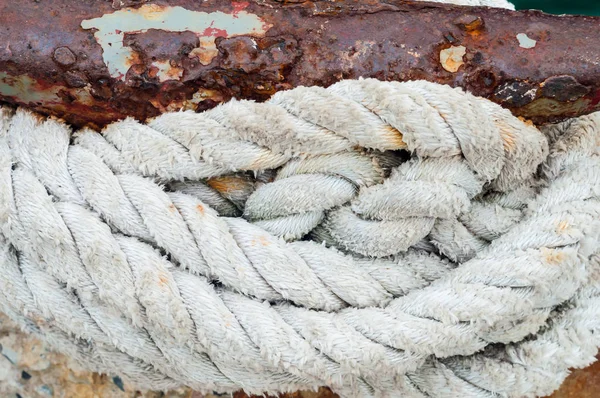 Nahaufnahme Des Seils Für Das Anlegen Auf Dem Seeschiff — Stockfoto