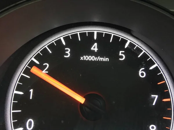 Black Speedometer Orange Arrow Numbers — Stock Photo, Image