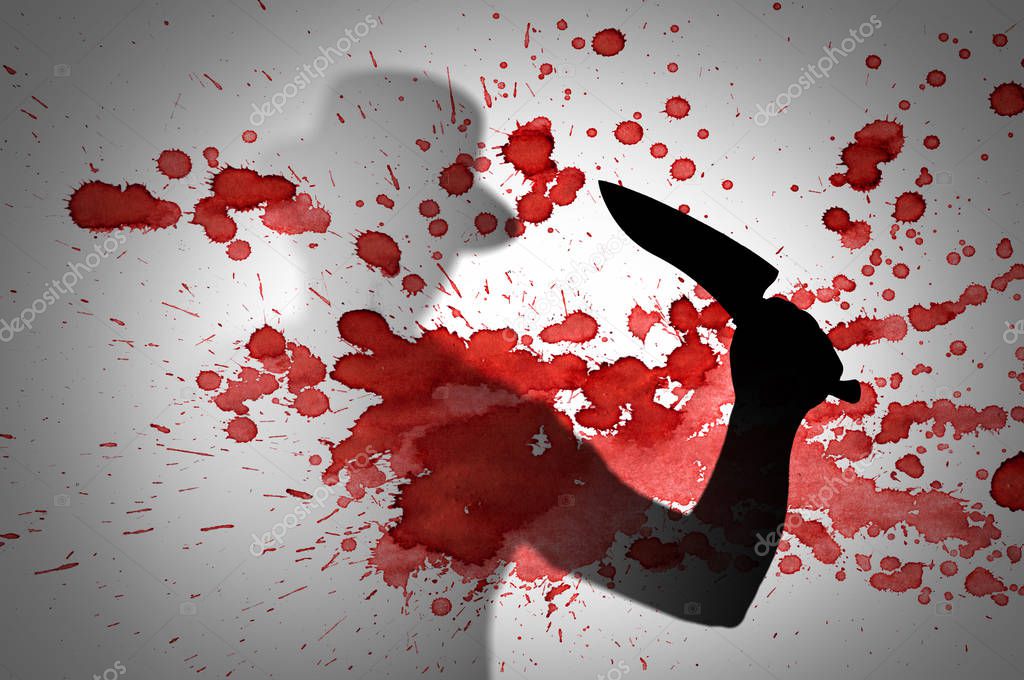 Silhouette Murder Knife Bloody Background — Stock Photo © gluber #199805148