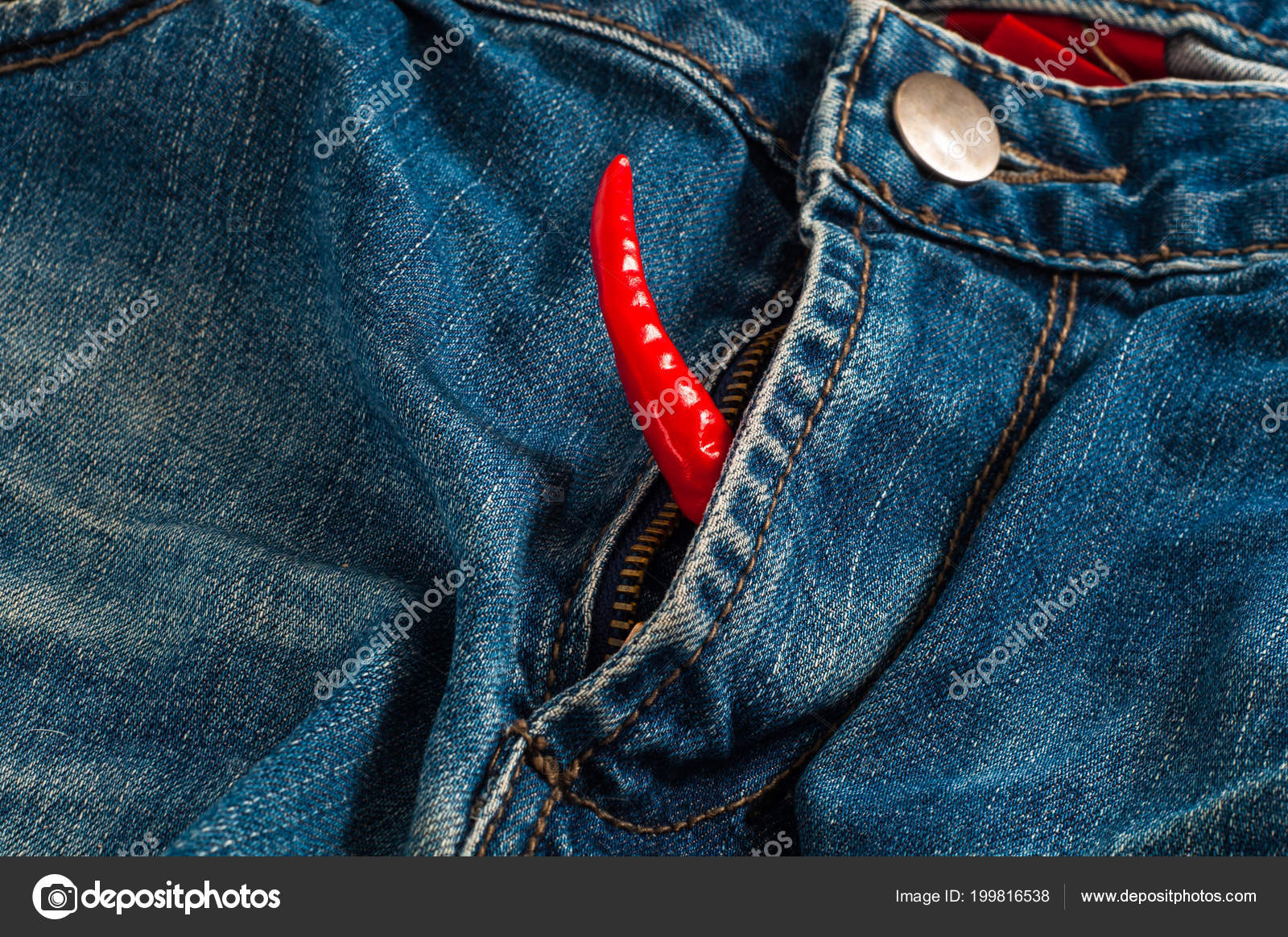 Blue Jeans Red Chili Pepper Zipper Stock Photo by ©gluber 199816538