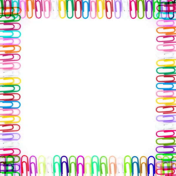 Colorful Paperclips Frame Place Your Text — Stock Photo, Image