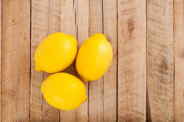 Top View Yellow Lemons Wooden Background — Stock Photo, Image
