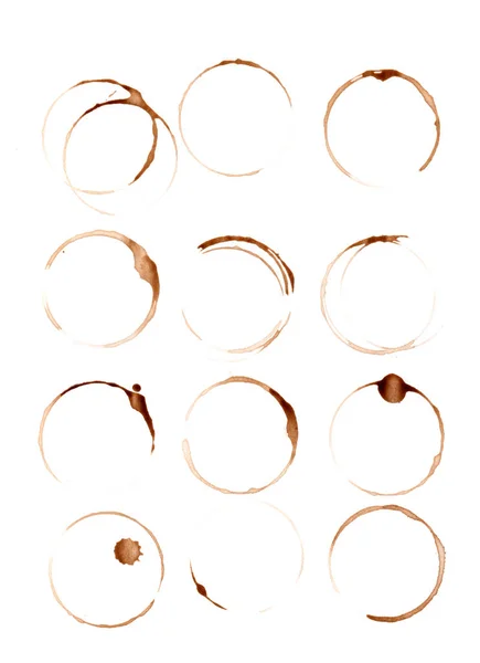 Coffee Stains Blots White Background — Stock Photo, Image