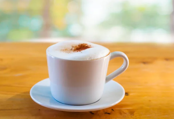 Close Cup Coffee Wooden Table — Stock Photo, Image