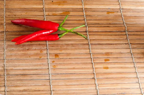 Close Peppers Lying Wooden Background — Stock Photo, Image