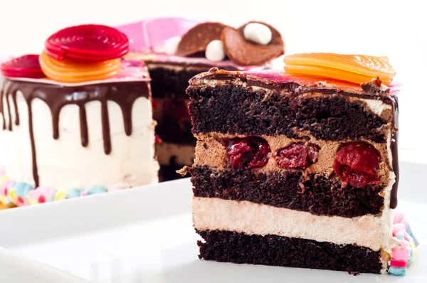 Doğum Günü Pastası Çikolata Krema Ile — Stok fotoğraf