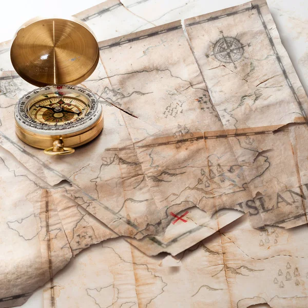 Compass Maps Islands Treasure Sign Stock Photo