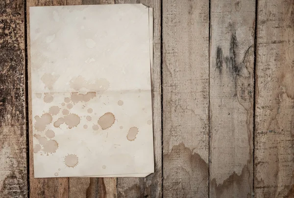 Textura Papel Enrugada Vintage Mesa Madeira — Fotografia de Stock