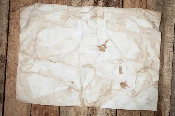 Vintage Crumpled Paper Textury Dřevěný Stůl — Stock fotografie