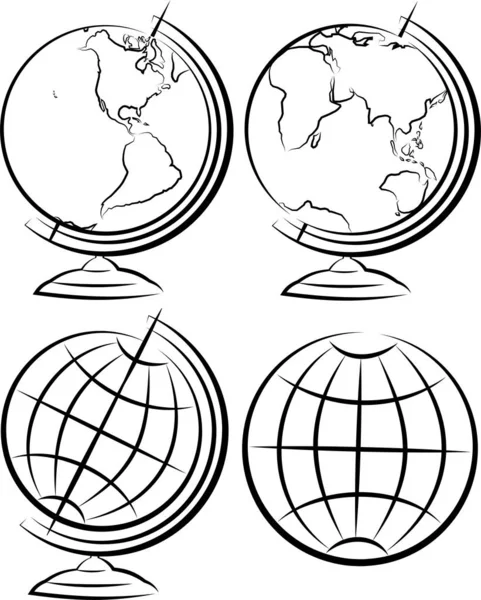 Vector Globo Terrestre Caricatura Hemisferio Occidental Oriental — Vector de stock