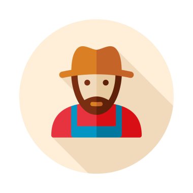 Çiftçiler düz vektör ikonu. Tarım işareti. Web sitenizin tasarımı için grafik sembolü, logo, uygulama, UI. Vektör illüstrasyonu, EPS10.