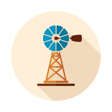 Rüzgar pompası düz simgesi. Tarım işareti. Web sitenizin tasarımı için grafik sembolü, logo, uygulama, UI. Vektör illüstrasyonu, EPS10.