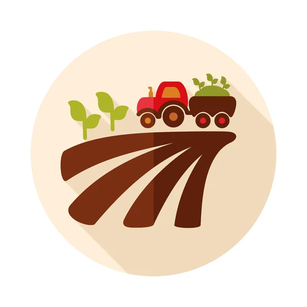 Traktor Szántóföldi Betakarítás Palánta Lapos Ikon Mezőgazdasági Jel Grafikon Szimbólum — Stock Vector
