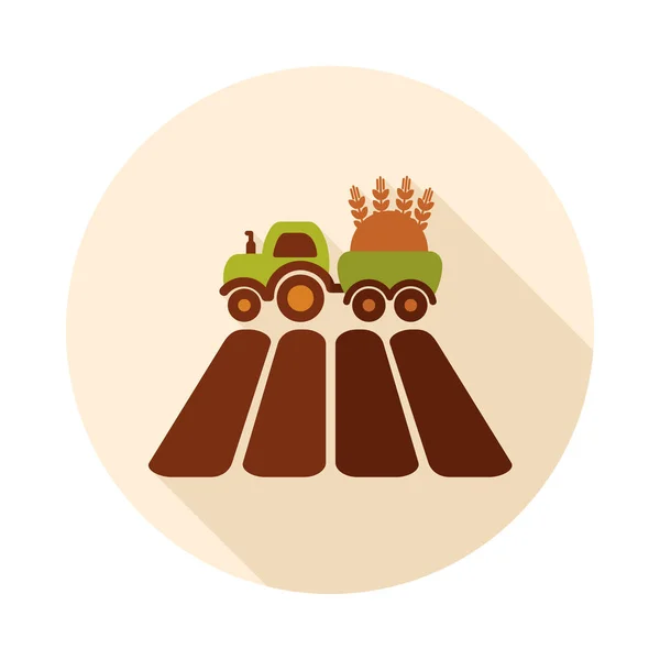 Tractor Icono Plano Campo Signo Agricultura Símbolo Gráfico Para Diseño — Vector de stock