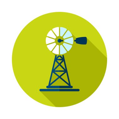 Rüzgar pompası düz simgesi. Tarım işareti. Web sitenizin tasarımı için grafik sembolü, logo, uygulama, UI. Vektör illüstrasyonu, EPS10.