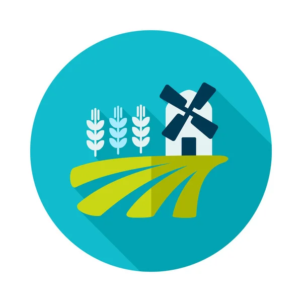 風車と小麦のアイコンの耳を持つフィールド 農業標識 ウェブサイトのデザイン アプリ Uiのグラフシンボル ベクターイラスト Eps10 — ストックベクタ