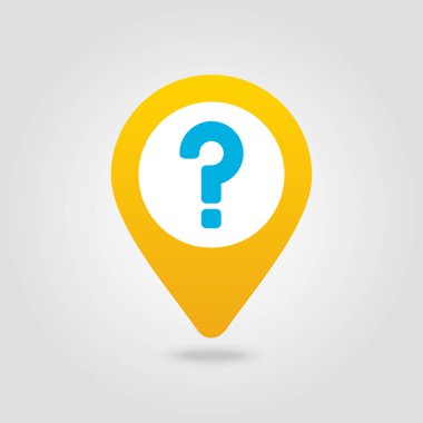 Soru işareti PIN harita simgesi. Harita işaretçi. İşaretleyicileri göster. Vektör çizim Eps10