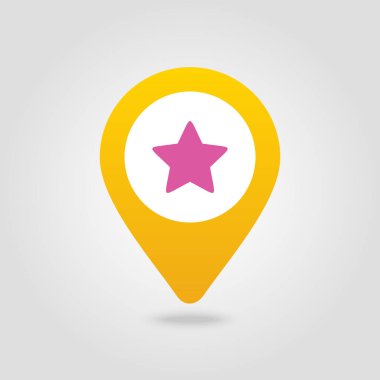 Yıldız favori PIN harita simgesi. Harita işaretçi. İşaretleyicileri göster. Vektör çizim Eps10