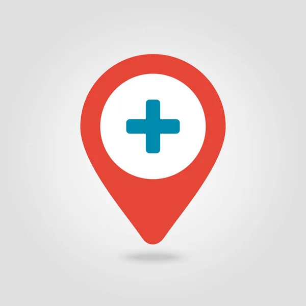 Más Icono Del Mapa Pin Hospital Clínica Puntero Mapa Marcadores — Vector de stock