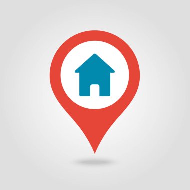 Eve PIN harita simgesi. Harita işaretçi. İşaretleyicileri göster. Vektör çizim Eps10