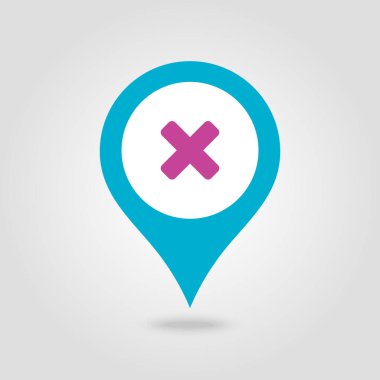 PIN harita simgesini silin. Harita işaretçi. İşaretleyicileri göster. Vektör çizim Eps10