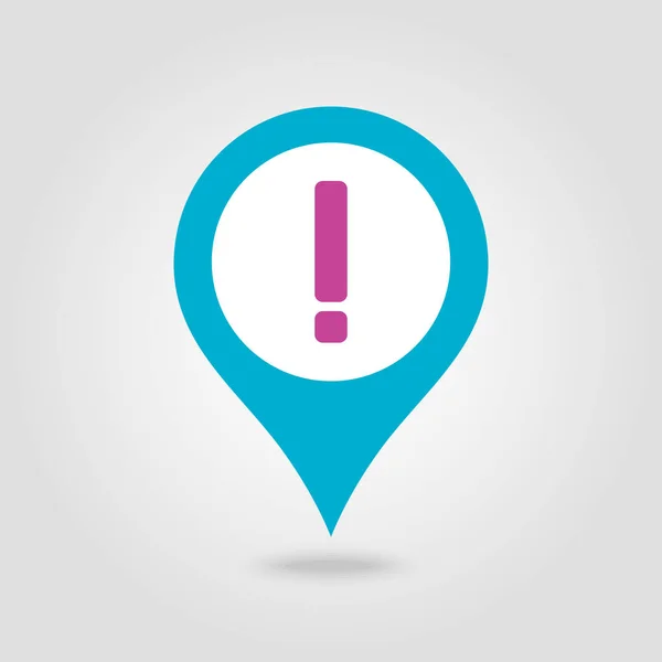 Señal Atención Icono Mapa Signo Exclamación Pin Puntero Mapa Marcadores — Vector de stock