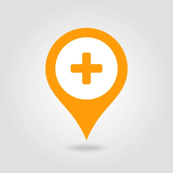 Más Icono Del Mapa Pin Hospital Clínica Puntero Mapa Marcadores — Vector de stock