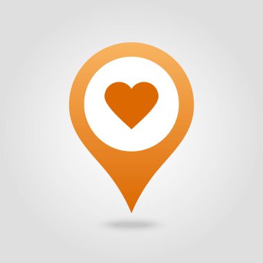 Kalp PIN harita simgesi. Harita işaretçi. İşaretleyicileri göster. Vektör çizim Eps10